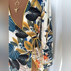 Makers of Dreams Botanical Kimono Robe/Swim/lingerie Cover Up XS -C